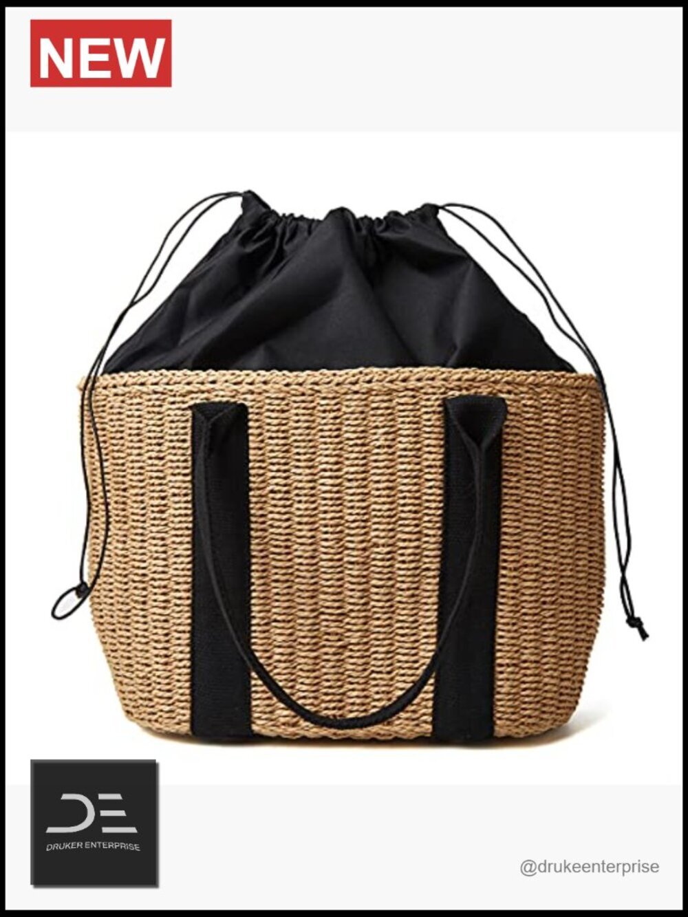 Straw Woven Hobo Beach Tote Bag with Lining - Handmade Summer Purse - Picture 4 of 7